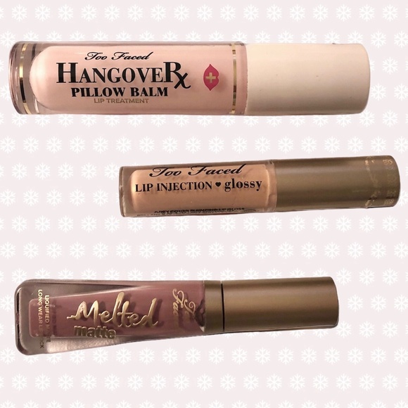 Too Faced Lip Bundle Hangover Pillow Balm * Lip Injection *Melted Matte Lipstick - Picture 10 of 10